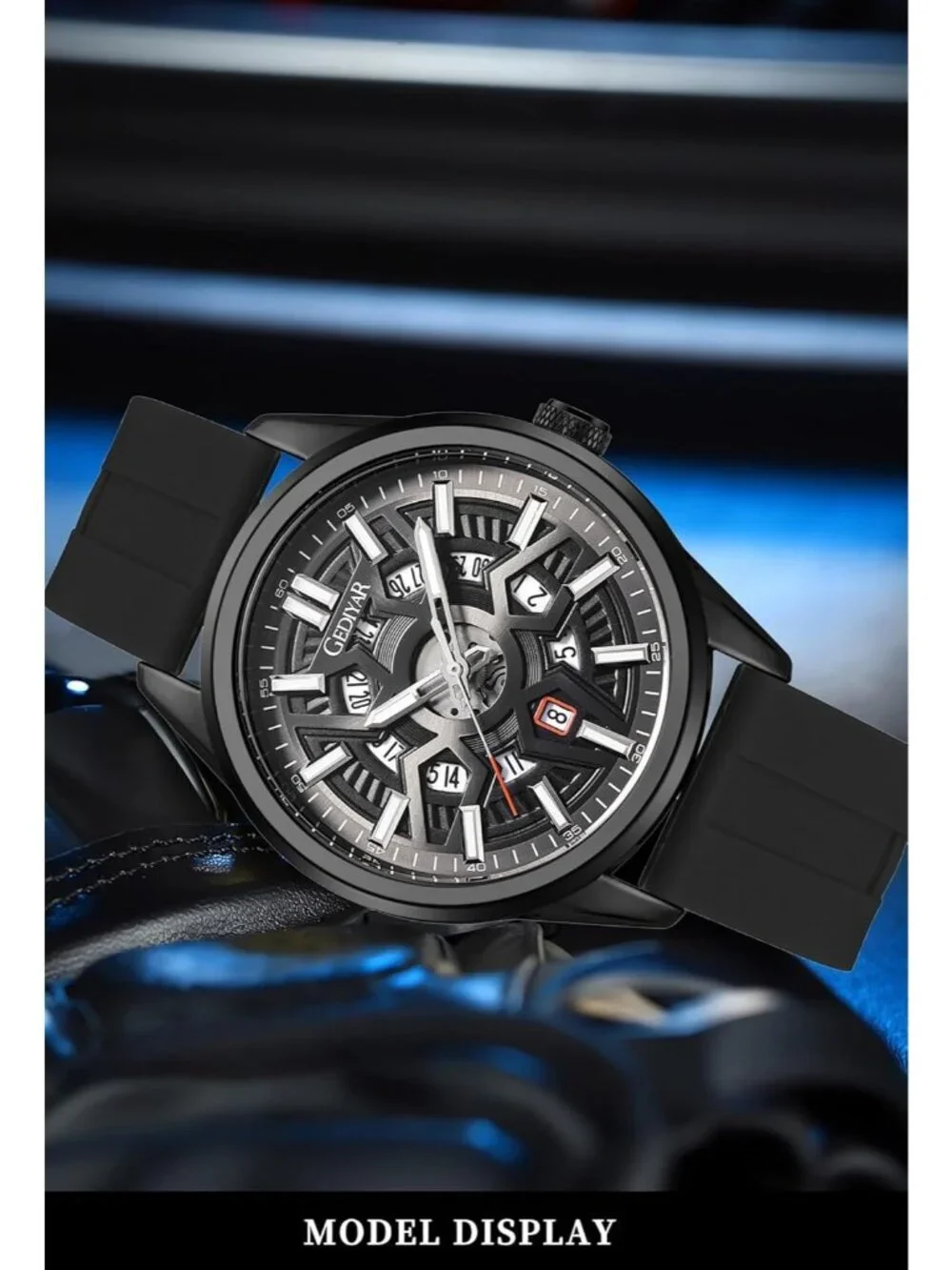Mens All Black Analog Quartz Solid Luxury Casual Calendar Waterproof Wrist Watch